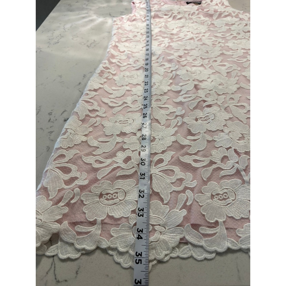 Karl Lagerfeld Paris Pink White Floral Lace Sleeveless Shift Dress Womens 12 - Picture 7 of 9